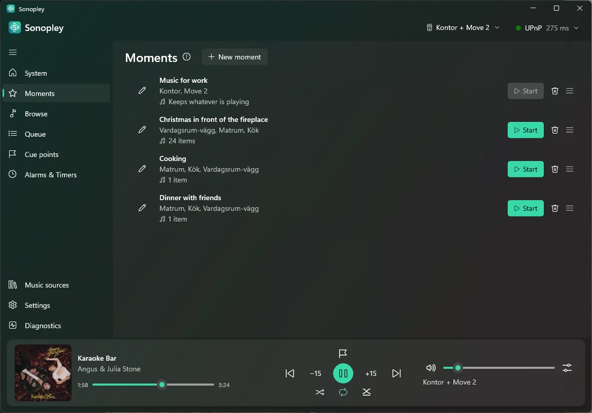Momenti in Sonopley per Windows